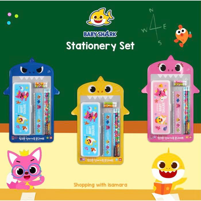 

Pinkfong Baby Shark Stationary Set (Pencil case, ruler, pencil