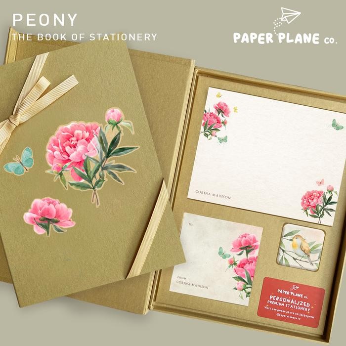 

Mini Stationery Card Gift Set "Peony" Hadiah Kado Custom Nama