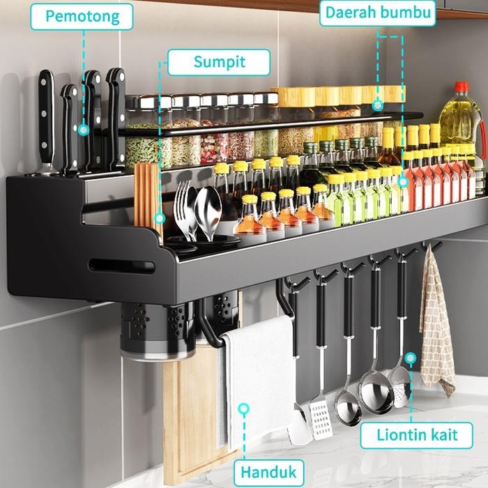 Rak Dapur Stainless Steel Tempat Bumbu Dapur Rak Dapur Gantung