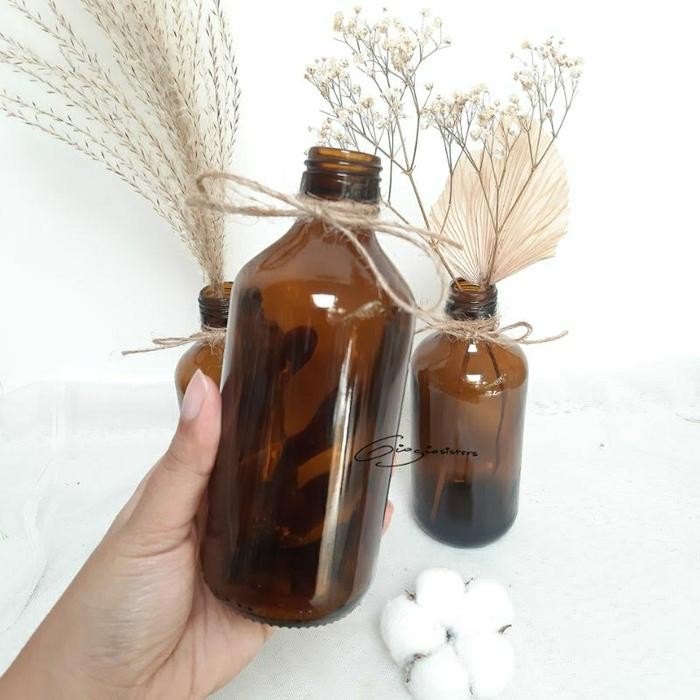 BROWNIE Vas Vas Kaca Coklat Vas Coklat Kaca Vas Aesthetic Scandinavian Vase Vas Bunga