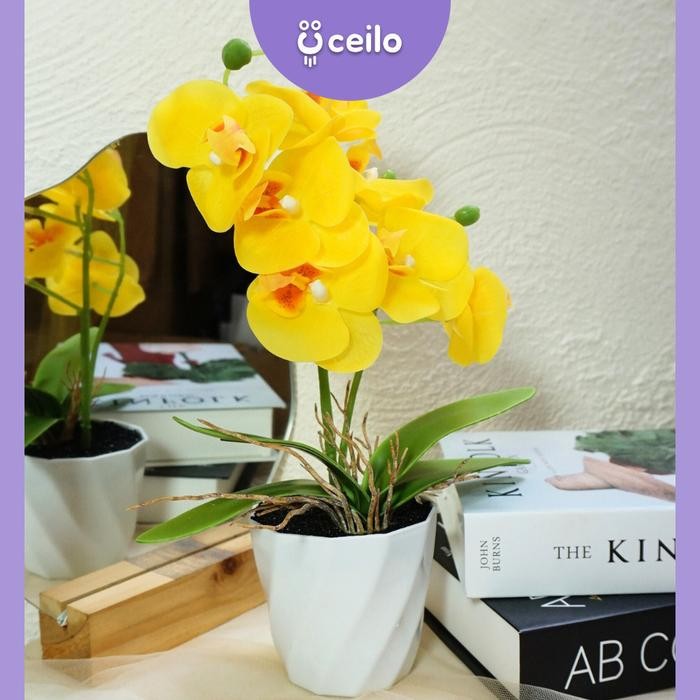 CEILO Bunga Anggrek Latex Imitasi Bunga Anggrek Latex Artificial Bunga Anggrek Palsu Artificial