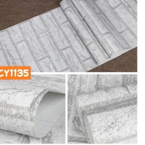 Wallpaper Stiker Sticker Wallsticker Dinding Batu Bata Putih - CY1135