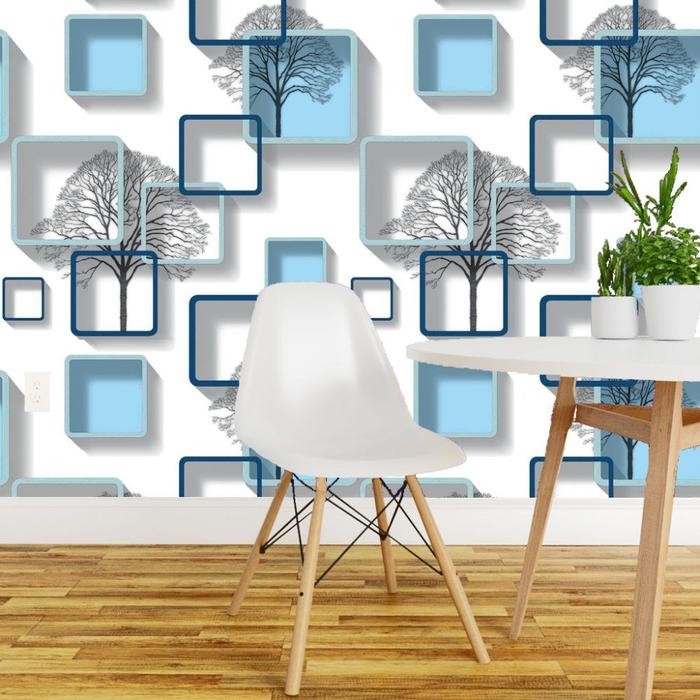 Wallpaper Stiker Sticker Wallsticker Dinding Motif Jepang Biru CY 1006