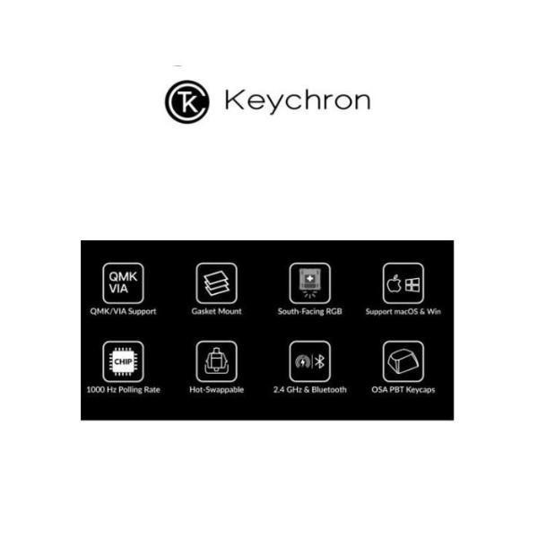 KEYCHRON V6 MAX QMK/VIA FULLY ASSEMBLED KNOB VERSION HOT-SWAPPABLE CARBON BLACK - WIRELESS CUSTOM