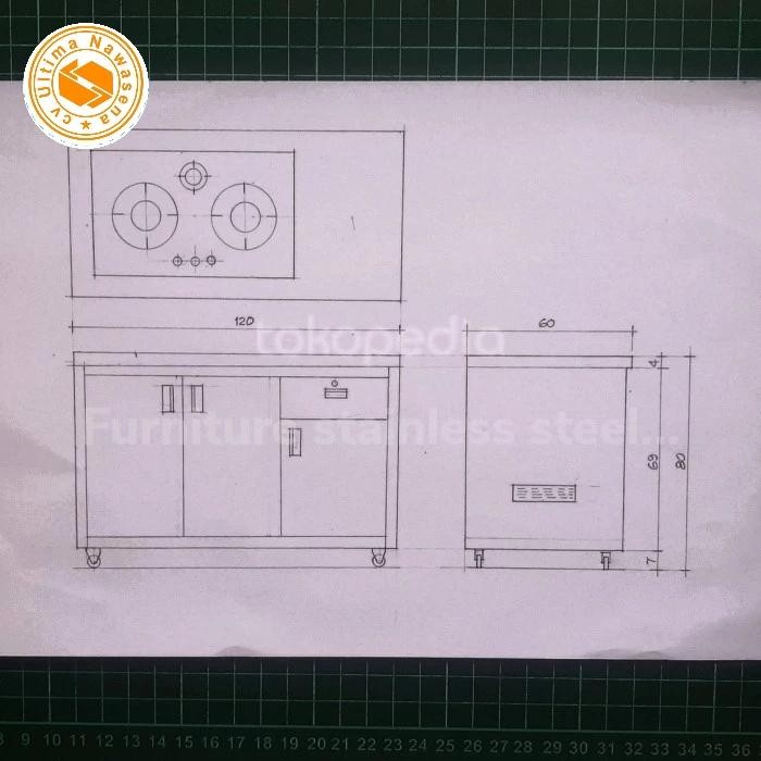 DP Meja kompor gas tanam stainless
