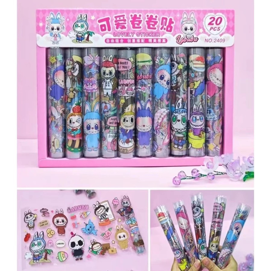 

Stiker Sticker Roll LABUBU Waterproof Isi Banyak 1 Set Dapat 10 Pcs