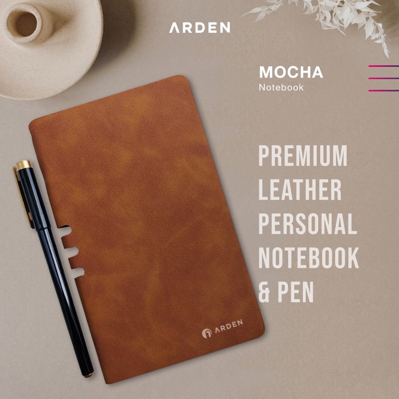 

ARDEN Notebook Mocha - Personal Leather Cover Notebook with Pen