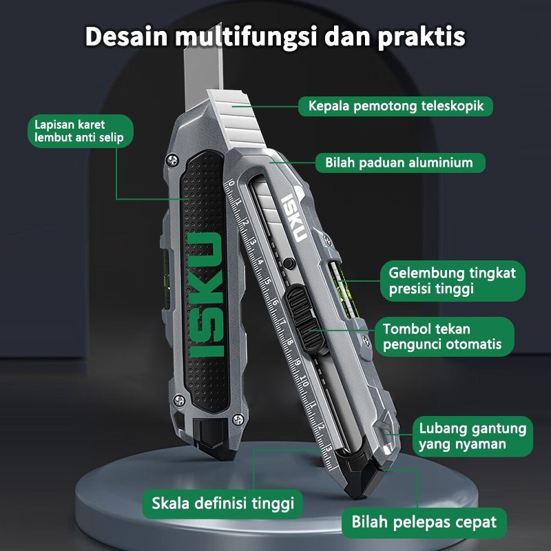 

Isku Pisau Cutter Multifungsi Paduan Aluminium/Knife Cutter Knife Auto Lock Cutter Sk5 Bahan