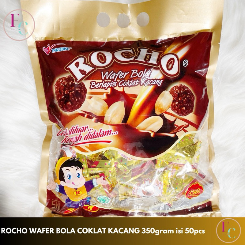 

Olivoliv Snack Rocho Wafer Bola Coklat Kacang 350Gram Isi 50Pcs