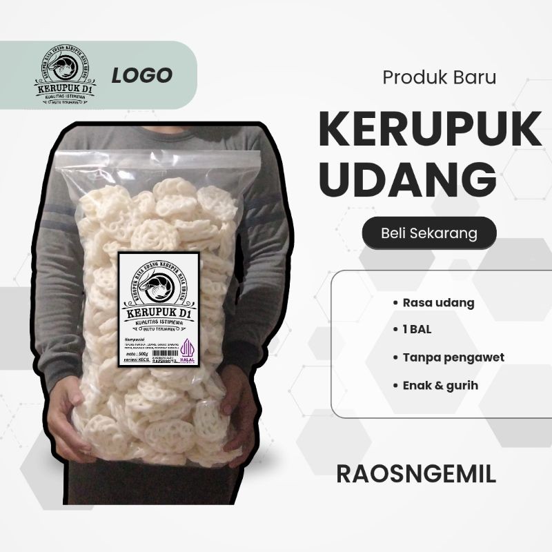 

Olivoliv Snack Kerupuk Putih Kemasan 1 Bal Rasa Udang Matang Gurih