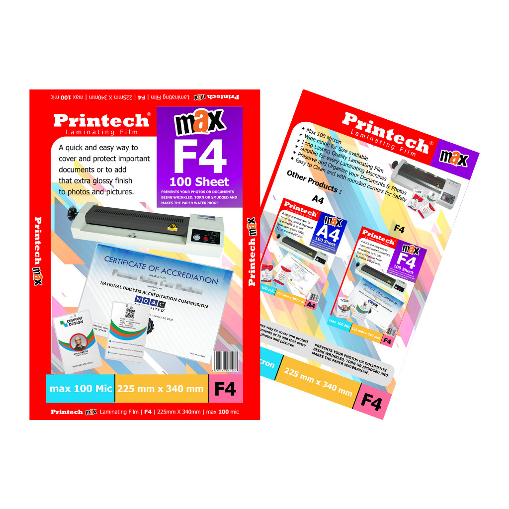 

PRINTECH MAX Laminating Film Pouch / Plastik Laminating F4 - 06007