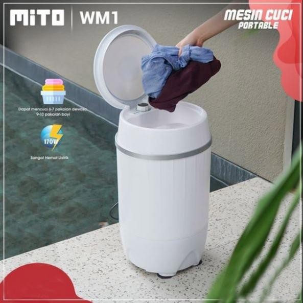 Mesin Cuci Mito Wm1 Mito Mesin Cuci Portable Wm 1 Kapasitas 3,5Liter Mesin Cuci Portable Mito Wm1
