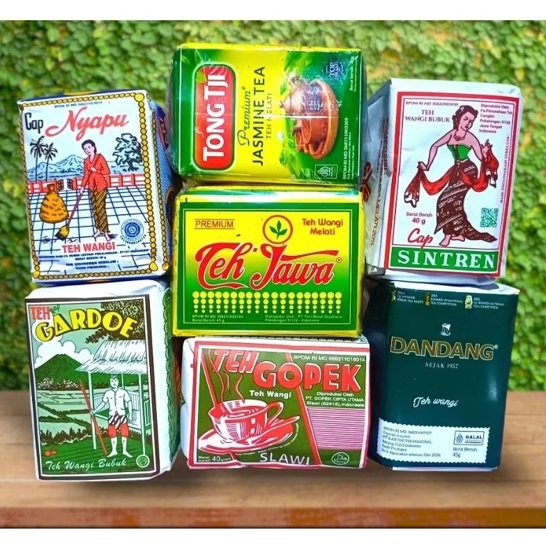 

Racikan 7 teh solo ( sintren, nyapu, gopek, dandang selection, gardoe, tong tji jasmine 40gram, teh