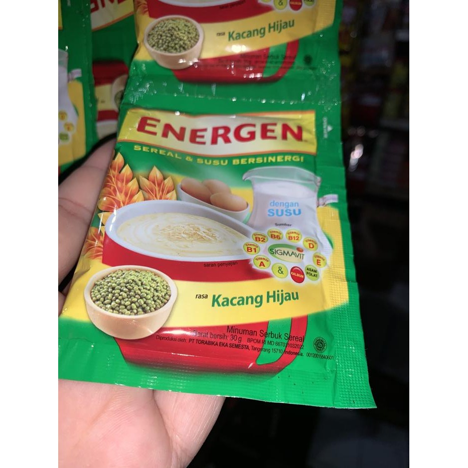

JTTOP" ENERGEN SEREAL KACANG HIJAU KEMASAN RENCENG ISI 10 SACHET.