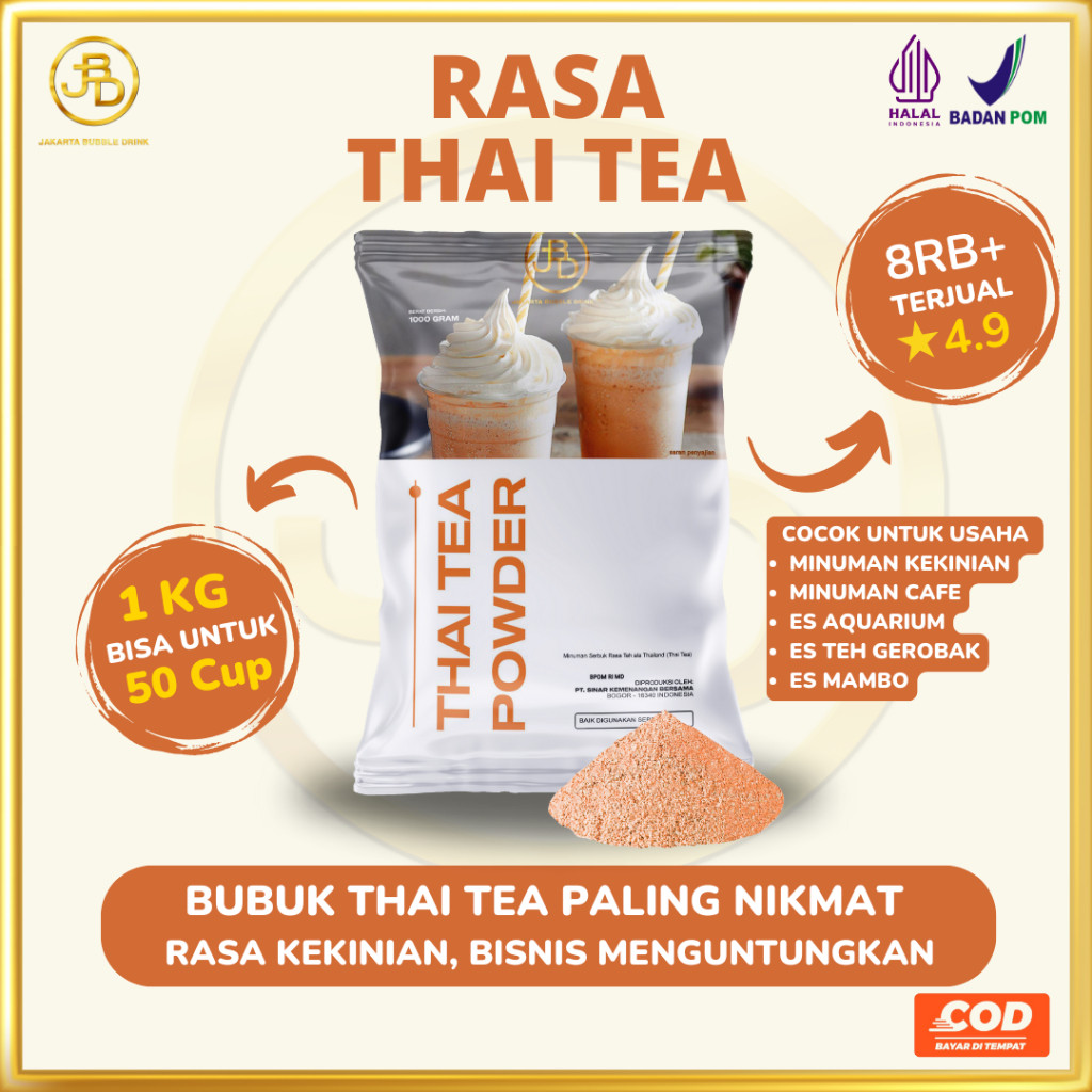 

Bubuk Minuman Premium THAI TEA -Jakarta Bubble Drink BPOM&HALAL