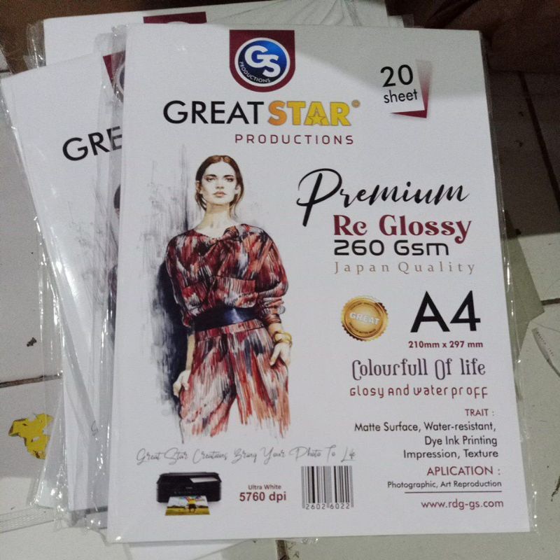 

PREMIUM RC GLOSSY JAPAN QUALITY WATER PROFF A4/20LEMBAR