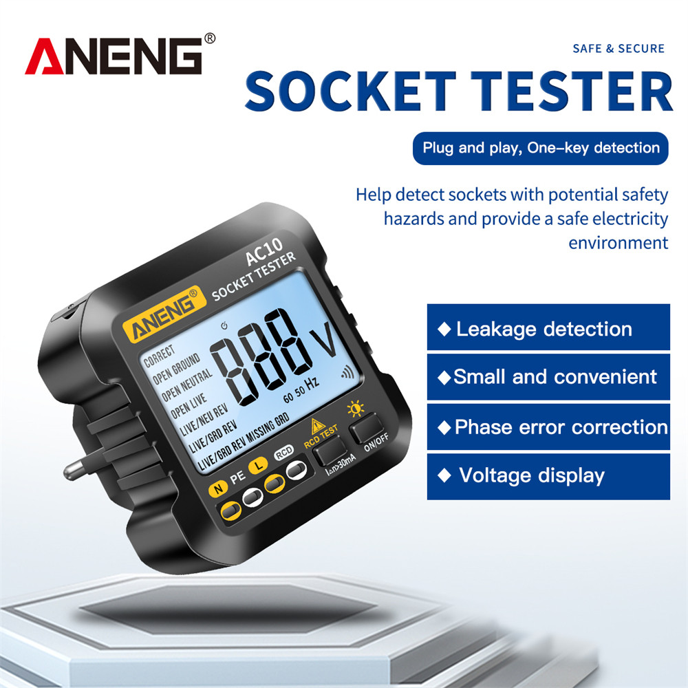 BEST SELLER ANENG AC10 Socket Tester Plug Detector Zero Line Plug Polarity Phase Check Phase Detecto