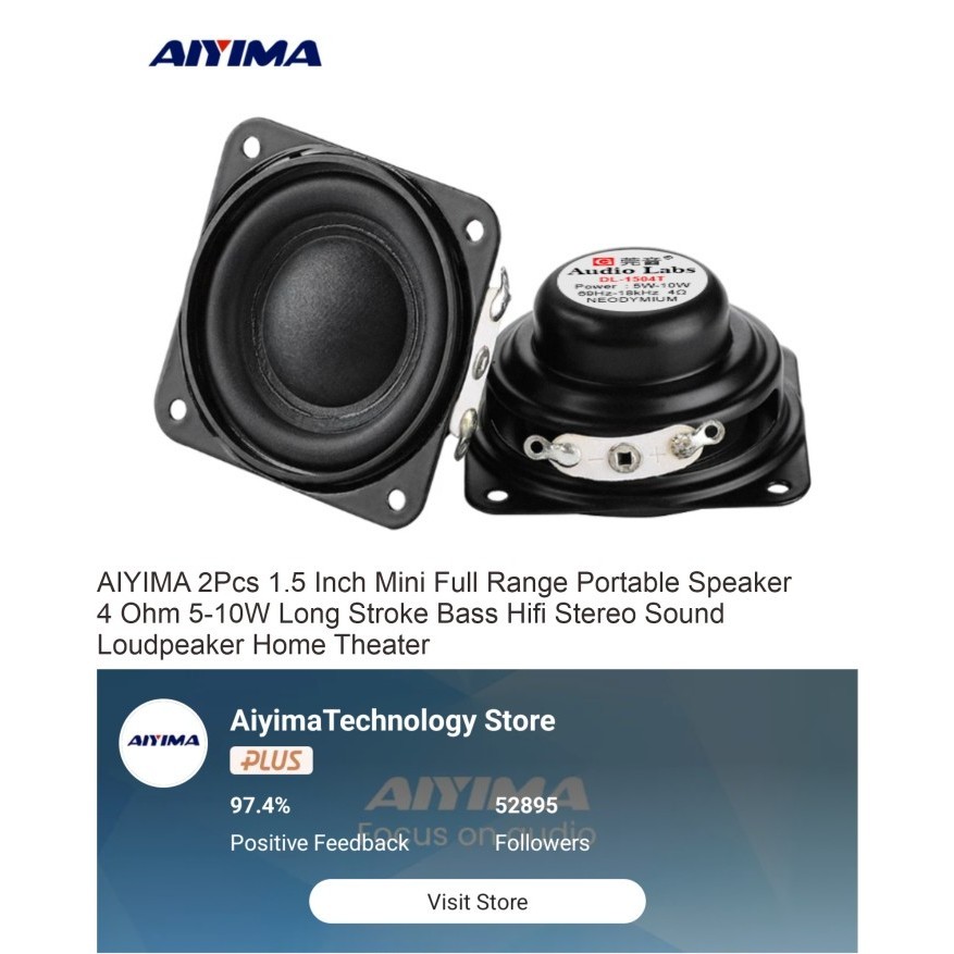 Speaker Full range 1.5 Inch 4 ohm 5W-10W Hifi speker fullrange 1.5" AUDIO LABS DL-1504T