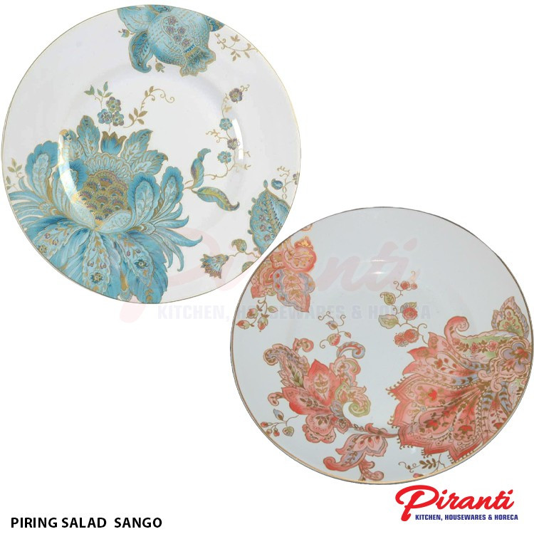 Limited Piring Salad 8" - Piring Keramik Motif Bunga Sango