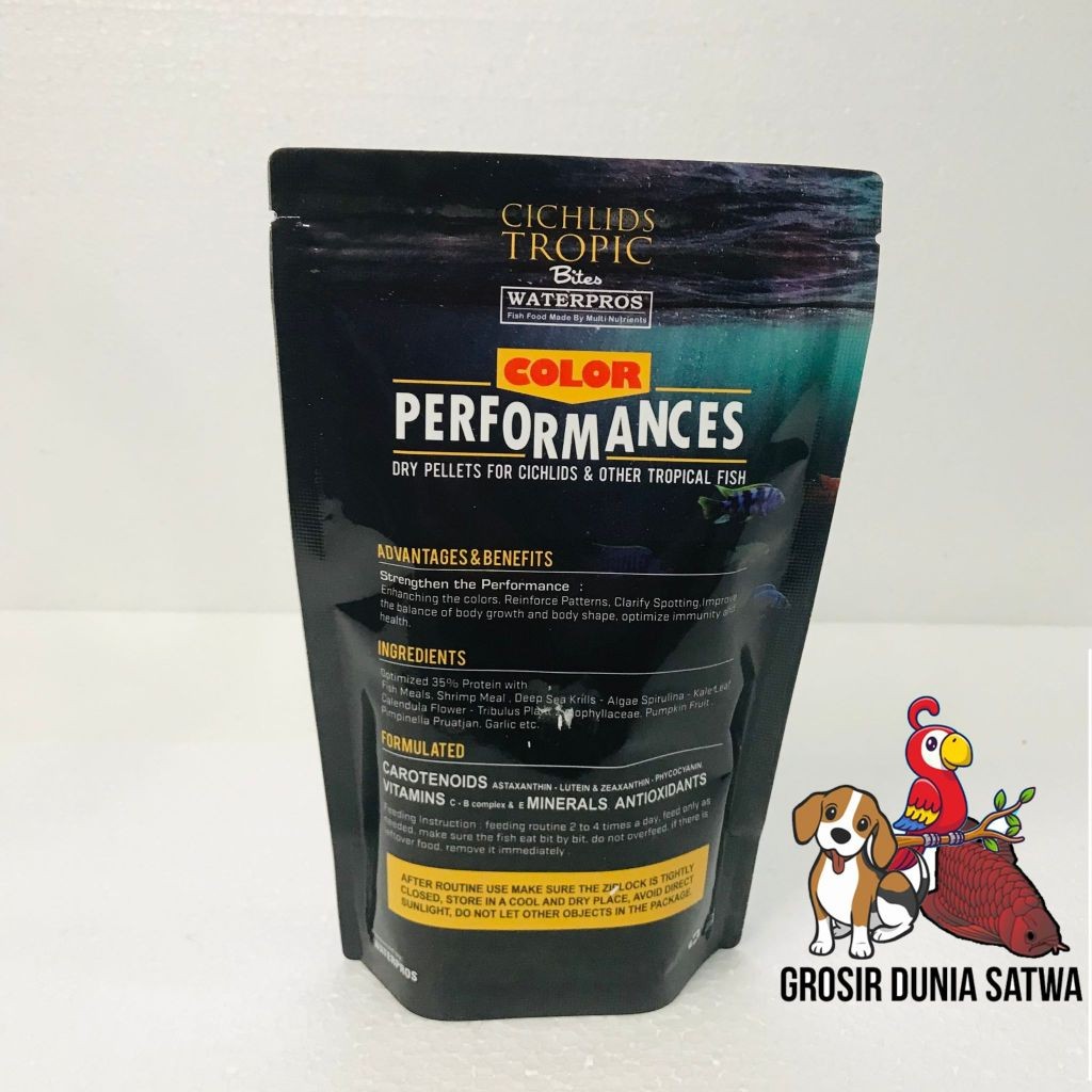 Pakan Pelet Ikan Hias Cichlid Waterpros Pump Performance 185 gram