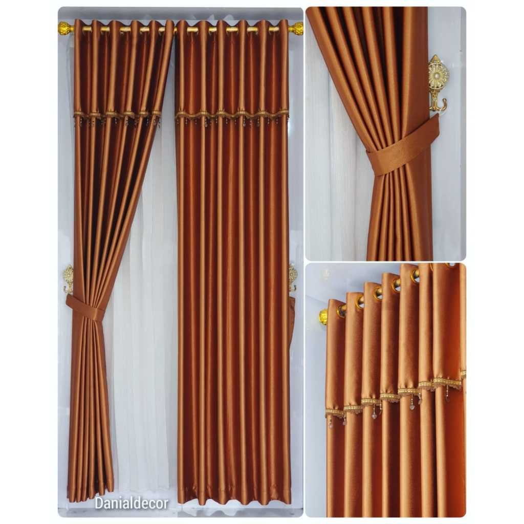 Cuci Gudang  Gorden Tirai Jendela Poni Polos Glossy Tebal Gordeng Aesthetic Pintu Kamar Tidur
