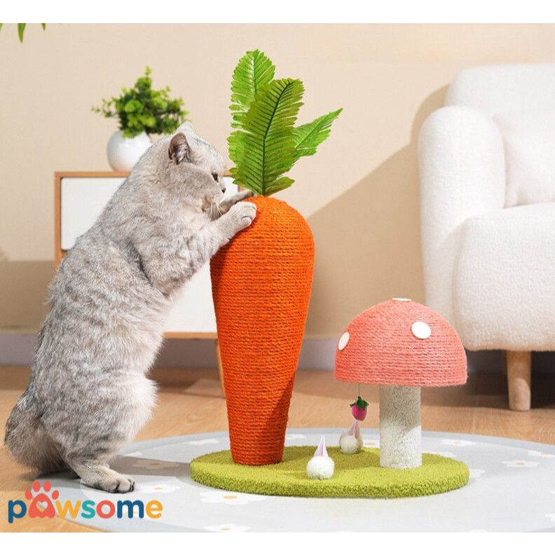 PAWSOME Garukan kucing/tempat cakaran kucing/cat scratcher berbentuk wortel, tersedia 4 varian