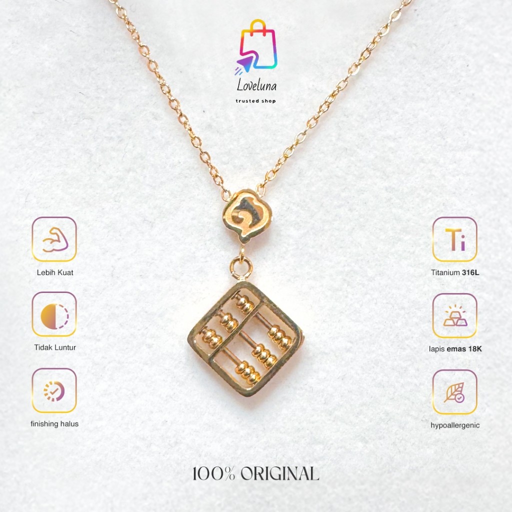 Loveluna Kalung Titanium Sempoa ctf lapis emas 18K KL23