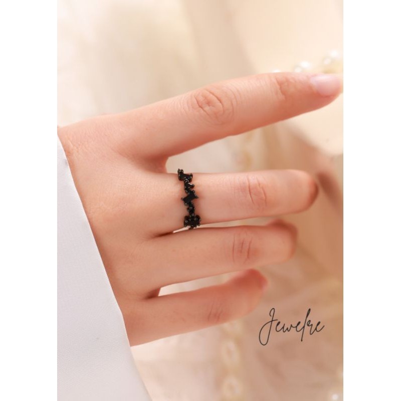 Cincin Hitam Irez Tipis Jewelre Permata Black