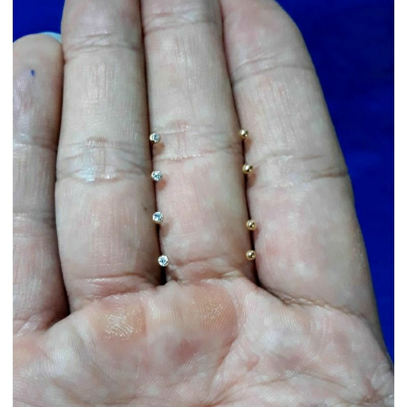 Anting Tindik Hidung Mata & Polos (Emas Muda 6K)