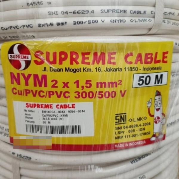 Kabel Supreme Nym 2X1.5 Kabel Listrik Supreme Nym Supreme 2X1.5 - 50Mtr Per Roll
