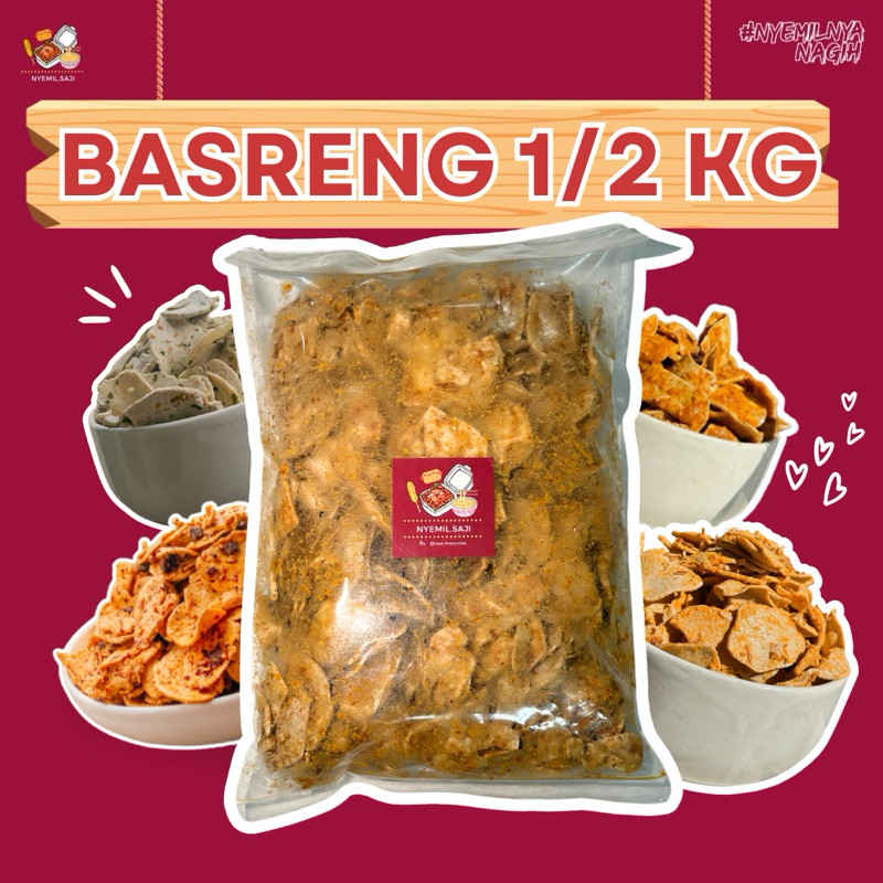 

[JUMBO 1/2 KG] BASRENG DAN KRIPIK CEMILAN ALL VARIANT @Nyemil.saji