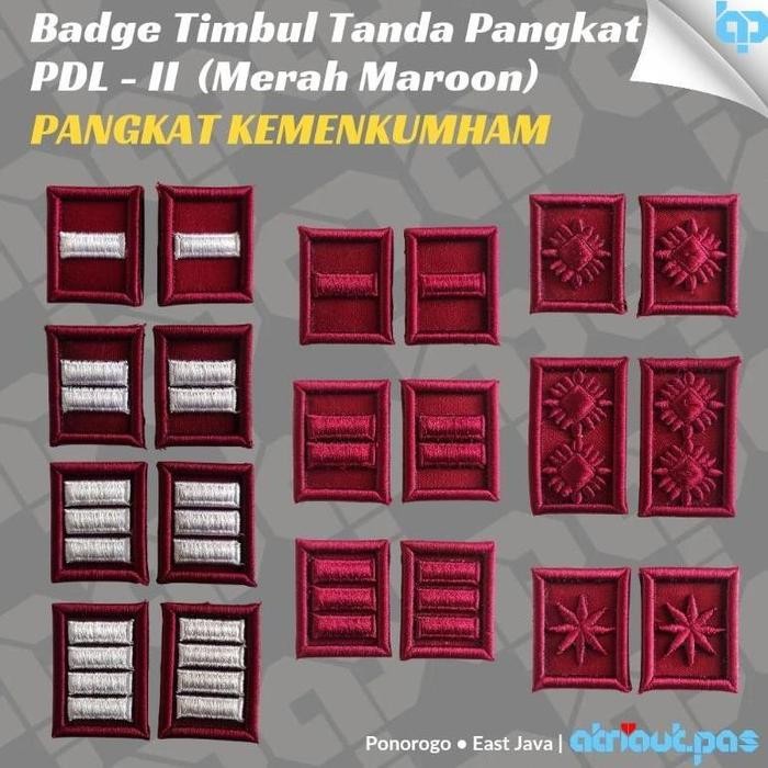 PREMIUM Termurah atributpas - Tanda Pangkat PDL-II Kemenkumham ( Merah Maroon ) Ready