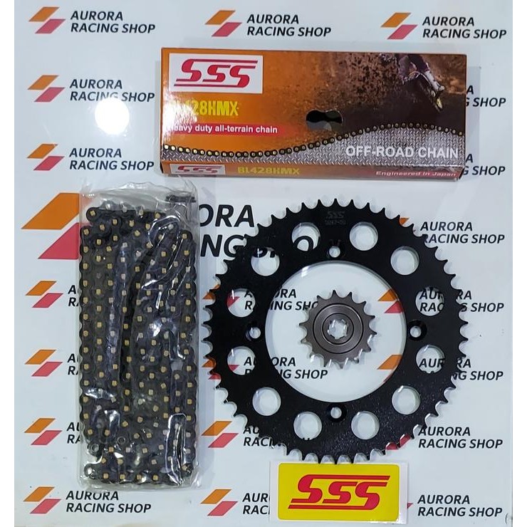 PREMIUM GEAR SET SSS BLACK KLX 150 / D TRACKER 150 & RANTAI SSS 428 HMX BLACK