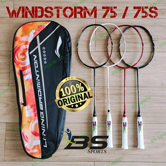 PREMIUM RAKET BADMINTON RAKET LINING WINDSTORM 75S WS75S ORIGINAL