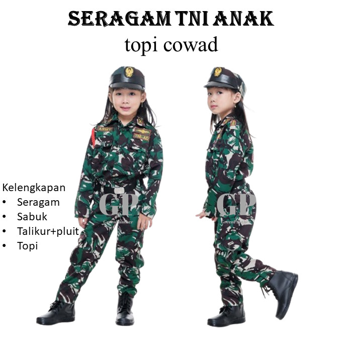 BAJU SERAGAM PDL TNI ANAK LAKI LAKI PEREMPUAN COWOK CEWE LORENG ARMY KOSTUM PROFESI SERAGAM KARNAVAL
