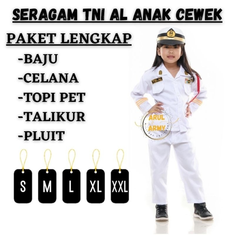 Baju Seragam TNI AL Anak Setelan TNI Angkatan Laut Anak TK PAUD Sokolah TNI AL AD AU Anak Kostum