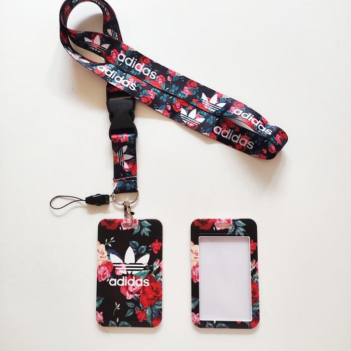 

Id Card Holder Name Tag Lanyard / Kalung Kartu Black Flower Adidas Terlaris