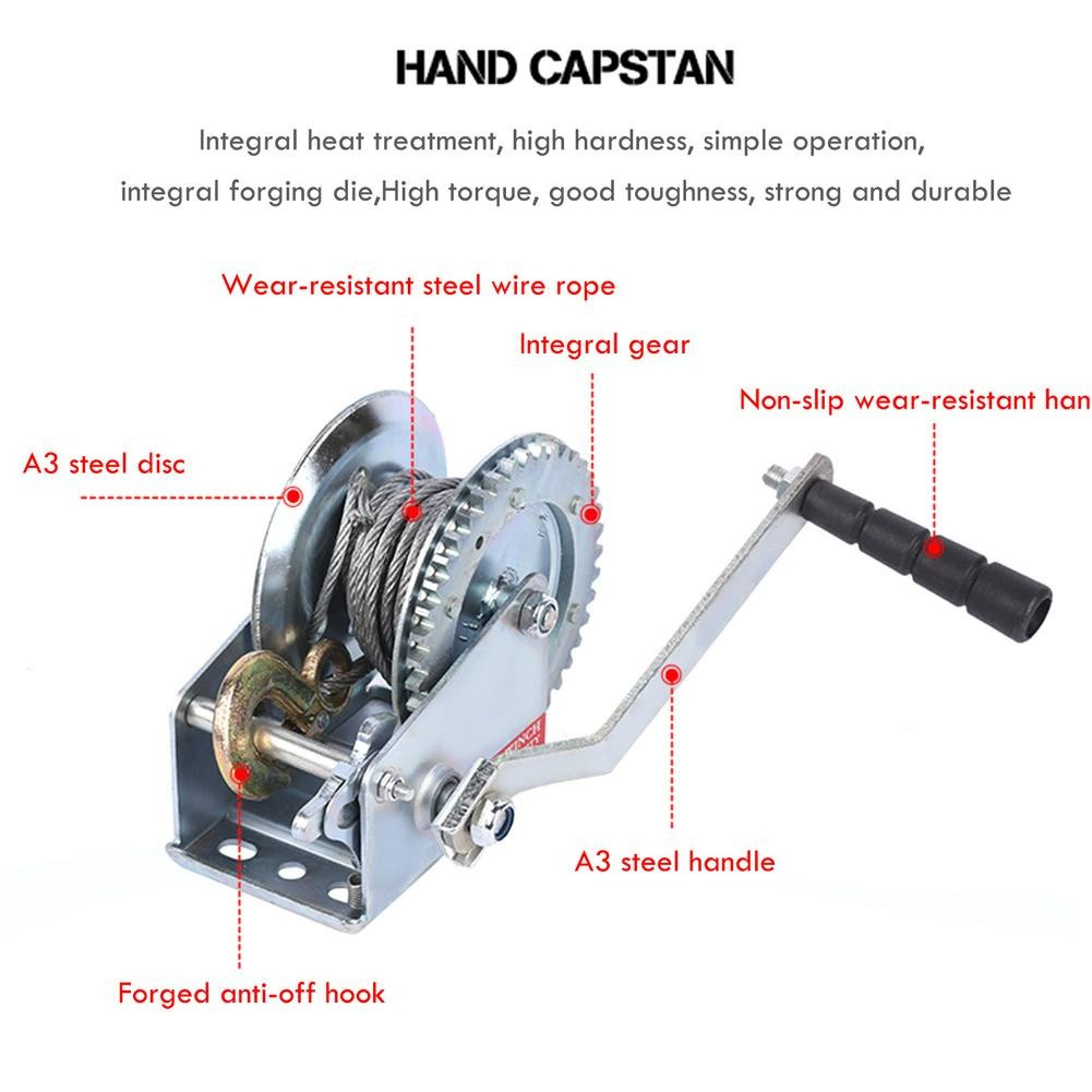 800LBS Wire Rope Hand Winch Kualitas Tinggi Hand WinchHand Winch / Boat Winch / Katrol Manual
