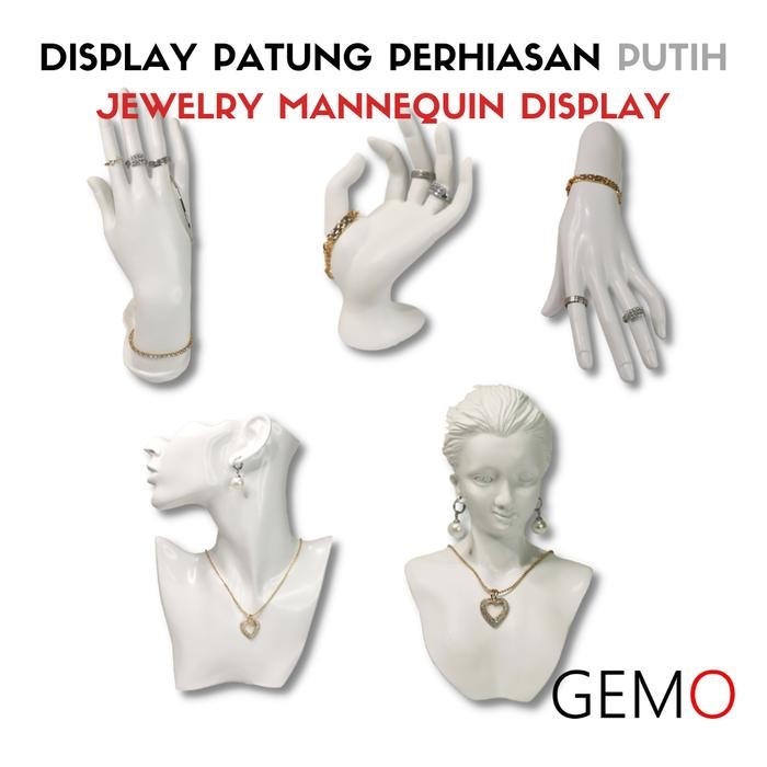 Display Patung Putih Perhiasan Manekin Untuk Cincin Gelang Kalung Terlaris