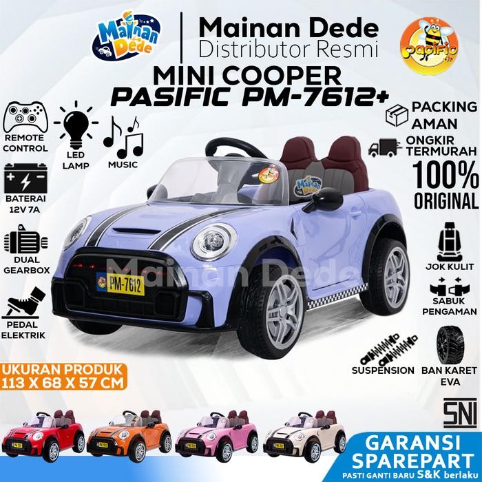 Mainan Mobil Aki Anak Mini Cooper Pasific Pm7612+ Ban Eva Pm 7612+