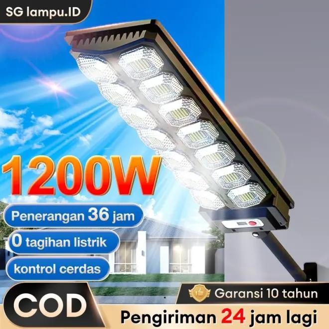 Garansi 10 tahun1200W lampu jalan tenaga matahari otomatis Lampu sensor LED Luar Ruangan Tenaga