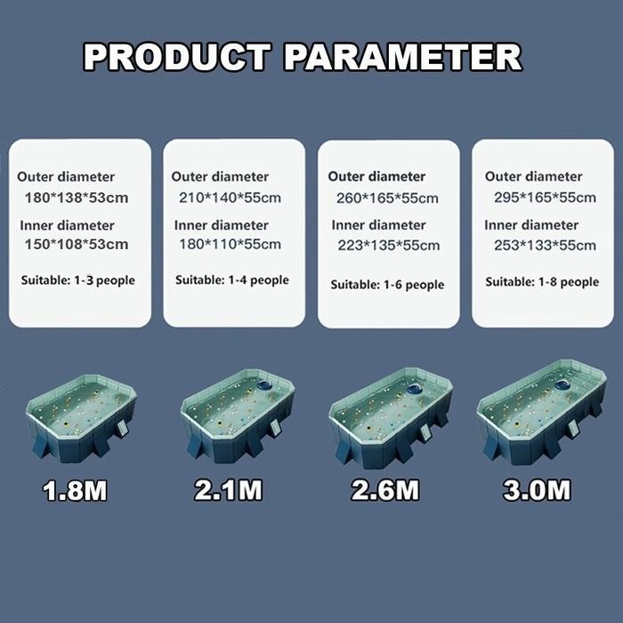 Terlaris 1.5M-3M Kolam Renang Anak/Kolam Renang Jumbo/ Kolam Renang Lipat Tanpa Pompa 0 Sampai 6