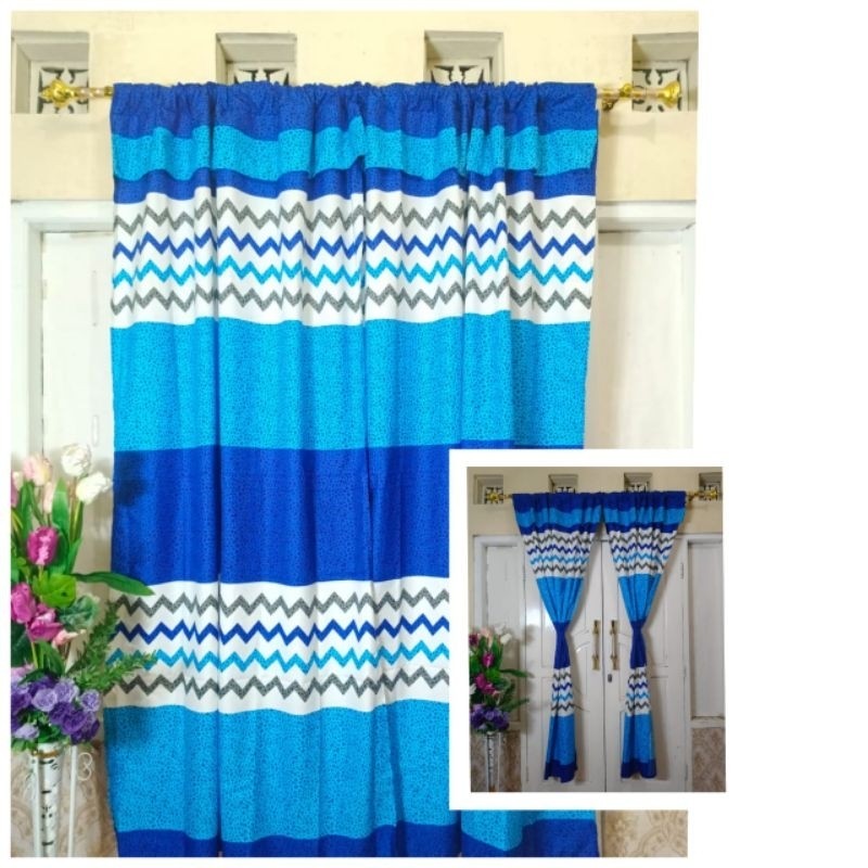 Premium Gorden Serut Ber Poni / Gorden / Gorden Pintu / Gorden Jendela Uk 100X200Cm Sudah Pakai Tali
