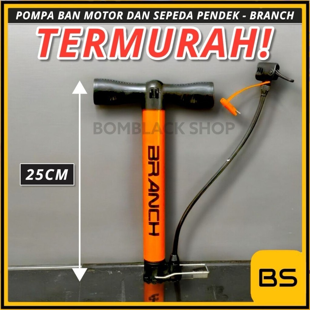 BRANCH Pompa Ban Sepeda Mini PENDEK Angin Manual Pompa Motor Bola Kompa Ban