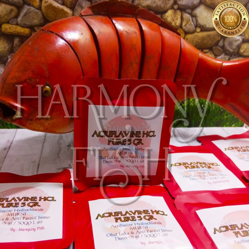 PURE ACRIFLAVINE HCL 5 GR Hydrochlde MURNI Obat Ikan Luka Parasit Jamur Borokan Bakteri Sisik 5gr