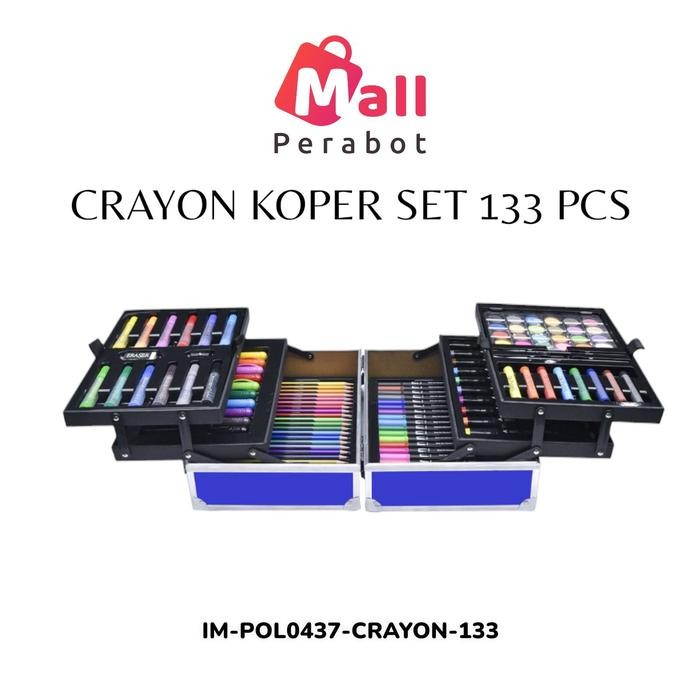

Art - Mall Perabot Crayon Set 133 Pcs Koper Aluminium Besi Box Alat Lukis Anak Koper Set Krayon