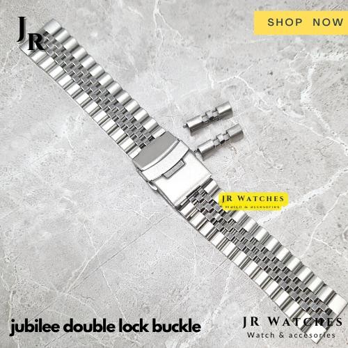 Solid Jubilee Bracelet Double Lock Buckle Tali Jam Rantai Strap