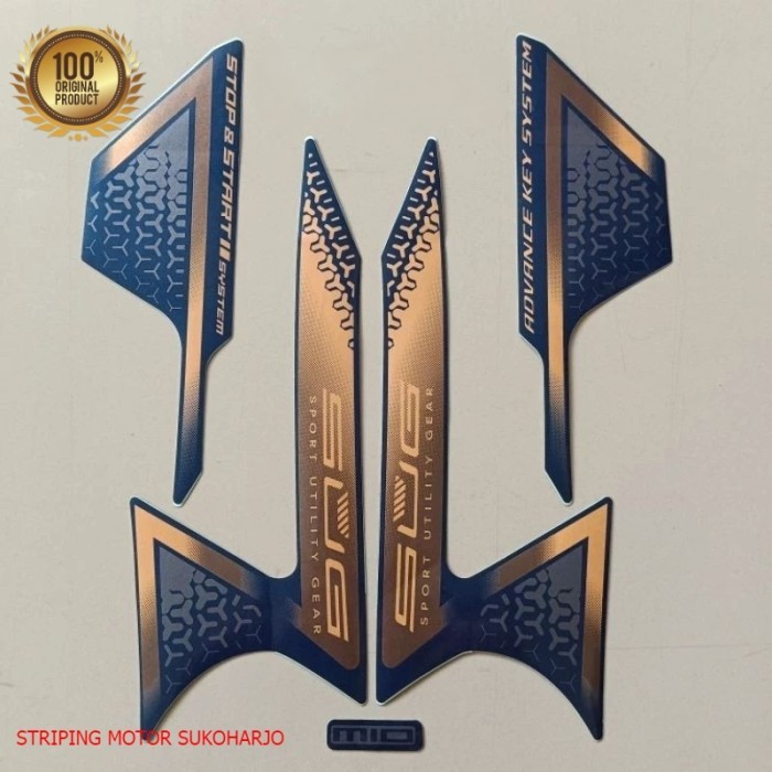 PREMIUM (ORI) Striping sticker lis body yamaha mio gear s 125 2023 biru doff