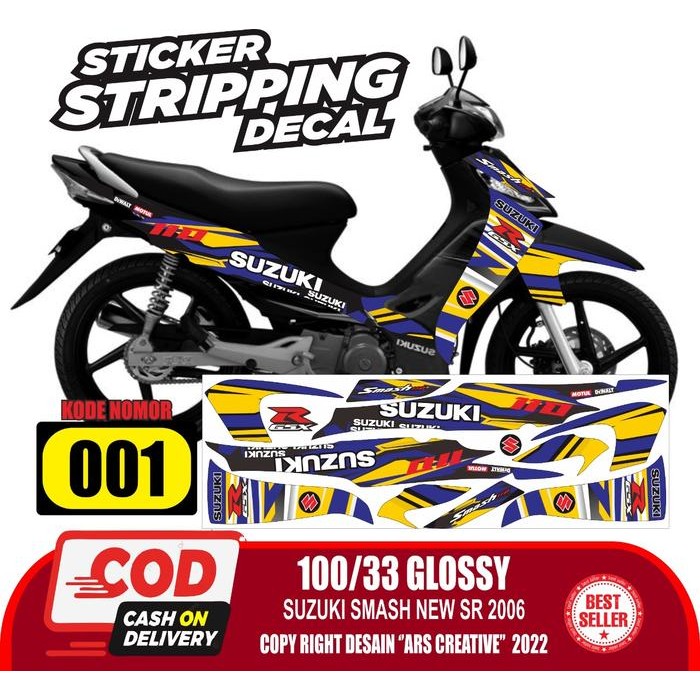 PREMIUM Sticker Striping Suzuki Smash New SR 2006 Variasi ARS002 Glossy/Doff