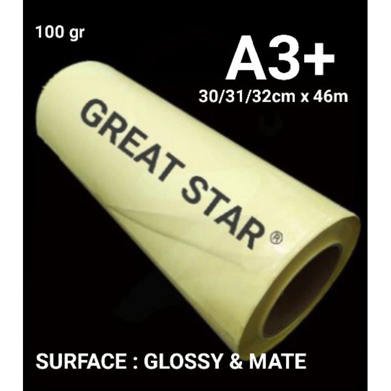 

LAMINASI DINGIN/COLD LAMINATION GLOSSY/MATE A3+ ROLL 30-31-32CM X 46M & 50MX 100gr (DAUN KUNING)